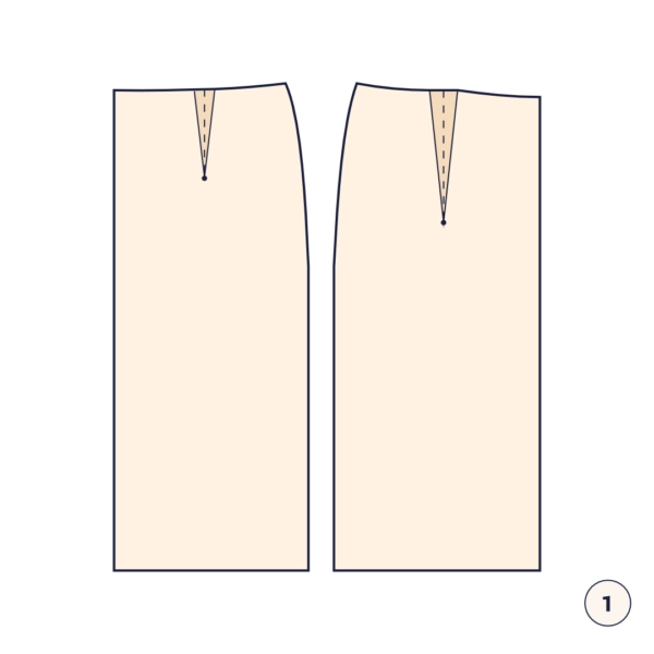 Spódnica poszerzana w kształcie litery A, KROK 1: Wykrój wstępny