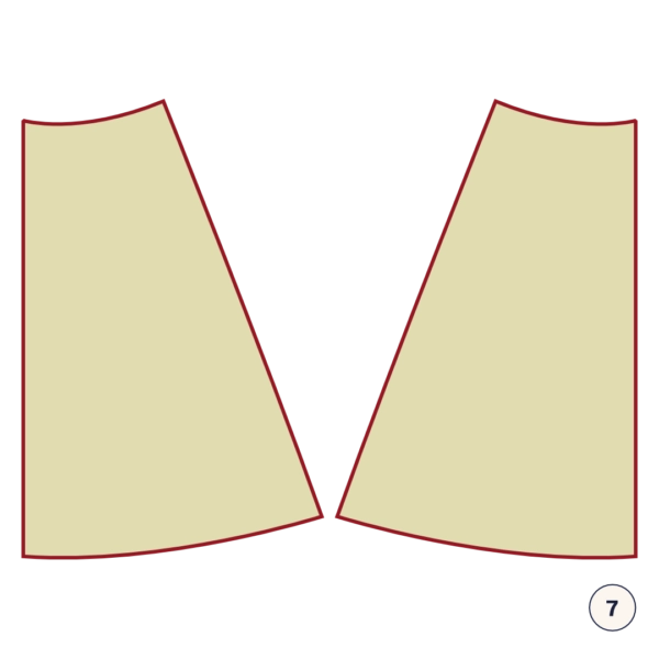 Spódnica poszerzana w kształcie litery A, KROK 7: Wykrój spódnicy poszerzanej – przód i tył