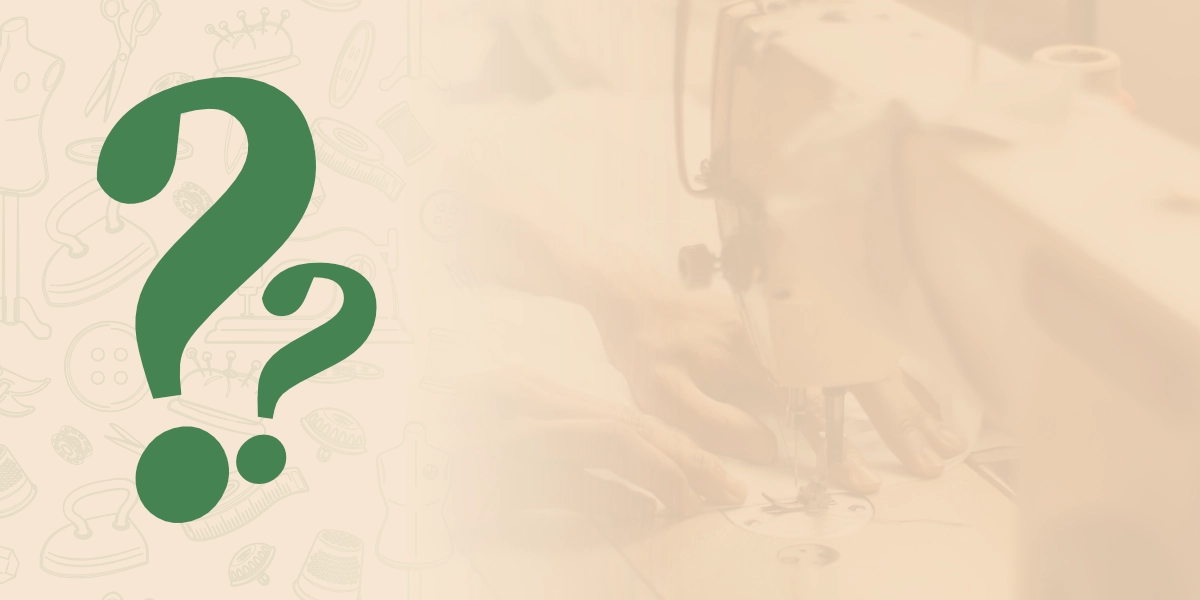 Maszyna do szycia z rękami szyjącymi, ikony szycia, zielony znak zapytania